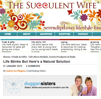 Screenshot from The Succulent Wife blog talking about LifeStinks deodorant 